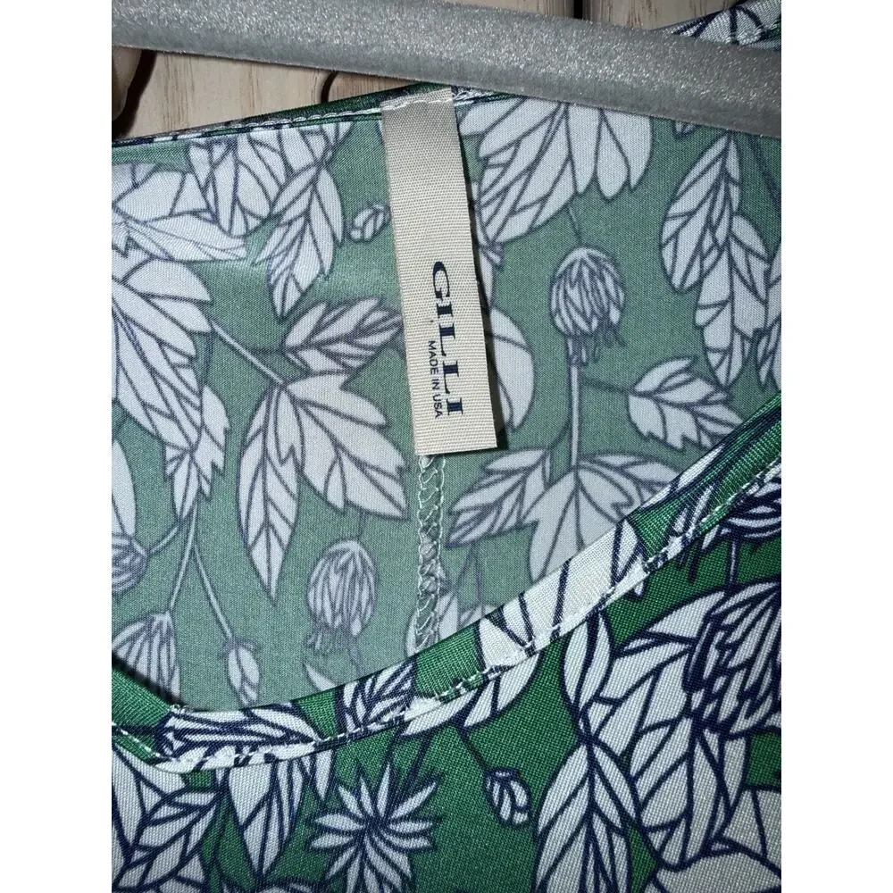 Gilli Dress Green Leaves Floral Size 3x Tied Sleeves Summer Beach Casual Dress - Picture 4 of 7